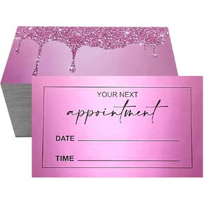 RXBC2011 Shimmering pink Appointment Cards for Beauty Makeup Hair Nail Salon Barber Shop Restaurants Therapist 2x3.5 inches Pack of 100