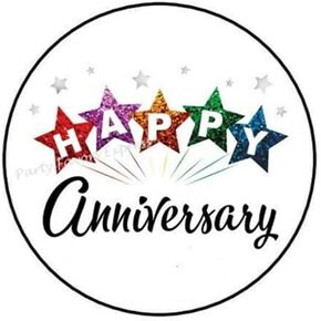 1.5" Happy Anniversary Stickers - Anniversary Sticker Envelope Seals Labels - #AA61RK (30 Pcs)