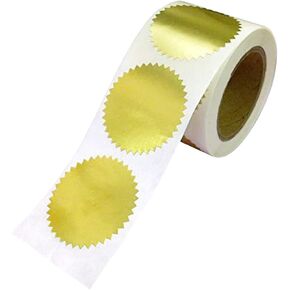 250 Pcs 2" Golden Foil Seal Stickers Metallic Certificate Sealing Labels Awards Legal Embossing Stickers Starburst Stickers
