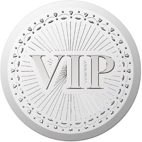 CRASPIRE 100Pcs 1.5 Inch VIP Stickers Bulk Silver Embossed Seal Round Self Adhesive Word Garland Foil Paper Envelope Metal Decal Labels for Wedding Graduation Season Certificate Invitations Packaging