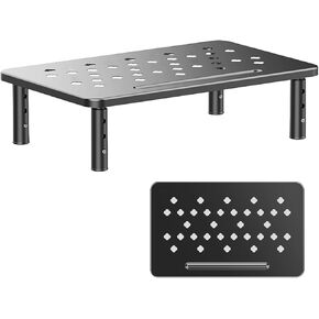 Computer Monitor Stand for Desk,Laptop Stand,Printer Stand,Adjustable and Stackable Height Increasing Storage Rack Suitable for Office, Home, and School Supplies,Black