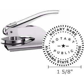 Alabama Notary Seal Embosser, Pocket/Hand Model, 1-5/8" Impression, Silver