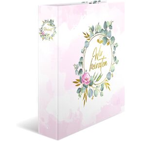 HERMA Wedding Planner Folder with Wir Heiraten Motif, A4, Wedding Organiser with Gold Embellishments and 10-Piece Register, Engagement Gift