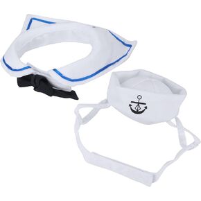 Pet Sailor Costume, Adjusting Hat and Cloak Set Pet Sailor Suit Cotton, Pet Sailor Suit for Cat Puppy Photo Props Costume Party Accessories
