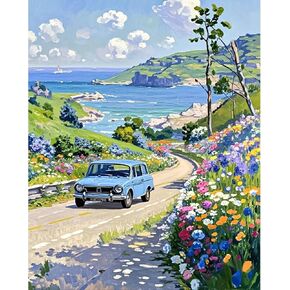 JATOK Paint by Numbers Kits for Adults, Painting Kits for Beginners On Clear Colored Canvas, Easy DIY Acrylic Pigment Drawing Paintwork for Home Wall Decor, Flower 30x40CM/12x16in (with Frame