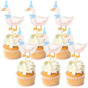 Epakh 40 Pcs Silly Goose Cupcake Toppers Bulk Silly Goose Baby Shower Decorations Birthday White Cake Topper Decorations for Funny Theme Party Supplies Favors(Multicolor)