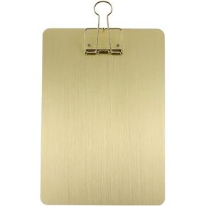 A4 Gold Clipboard, Metal Menu Clip Board with Binder Clip, Folder Plate Writing Splint Paperboard Drawing Board Office and School Stationeries Supplies (A4, Gold)