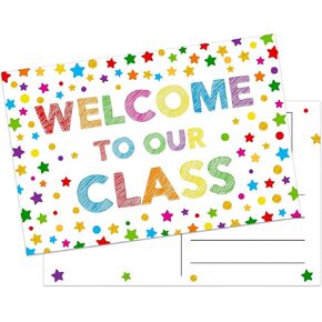Teacher Postcards for Students 30Pcs Confetti Back to School Postcards for Students Kids from Teacher Welcome to Our Class Postcard Preschool Kindergarten Postcard Gifts for Teachers Supplies