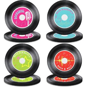 40 Pcs CD Paper Plates, 9'' x 9'' Cds & Vinyl Music Party Tableware Rock and Roll Party Decorations for Music Theme Party Supplies Retro Kitchen Decor (40)