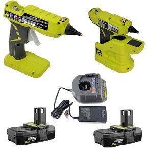 Ryobi18-Volt ONE + Cordless Glue Gun Kit P305 Full Size Glue Gun + P306 Mini Compact Glue Gun with 2 batteries and Charger (Premium Bundle Set)