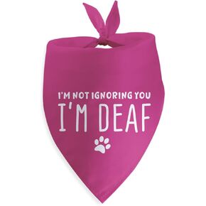 I'm Not Ignoring You I'm Deaf Dog Bandana for Large Medium Small Dogs Deaf Accessories Pet Triangle Scarf Funny Dog Bandana Gifts Photo Prop Pet Scarf Accessories Christmas Puppy Gifts
