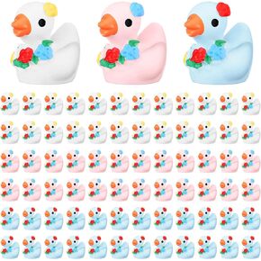 100 Pcs Mini Hawaii Resin Duckies Bulks Summer Beach Miniature Tiny Duckies Figures for Home Prank Micro Landscape Aquarium Dollhouse Ornament DIY Terrarium and Handmade