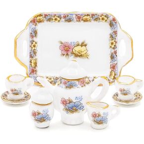 Odoria 1/12 Miniature Porcelain Tea Set 8Pcs Dollhouse Decoration Accessories