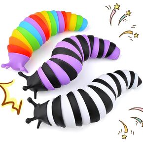 Cevioce 3PCS Slug Fidget Toys Bulk, Toddler Easter Basket Stuffer for Kids 3+ Sensory Figette Worm for Adults Stress Relief Figit for Autism ADHD Autistic Caterpillar Travel Toys Gifts for Boys Girls