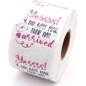Muminglong 1.5 Inch 'Yes The Best Mail Ever Has Arrived' Stickers, Thank You Stickers, Small Business, Handmade, 500 PCS