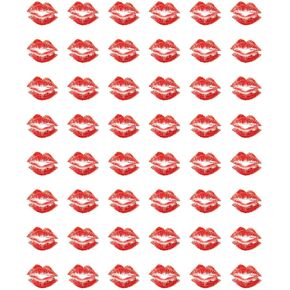 Stickers Decals Decorative 48 Valentines RED Lips KISS Envelope Seals Labels Stickers 1.2" Round