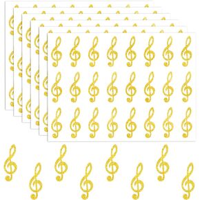 Whaline 480Pcs Gold Music Note Stickers Glitter Music Envelope Seal Sticker Musical Song Concert Self-Adhesive Decals for Invitation Cards Birthday Wedding DIY Craft Gift Decor