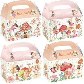 CIEOVO 24 Pack Fairy Party Cardboard Treat Box Cute Fairy Birthday Party Favor Boxes Goody Treat Boxes for Floral Fairies Theme Birthday Baby Shower Supplies