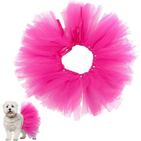 Adjustable Dog Tutu-Tulle Skirt, Hot Pink Dress Ballerina Costume Skirt for Small Large Medium Puppy, Cute Dog Costume Skirts Dresses Puppy Outfits for Birthday Wedding Party Photo Prop Supplies