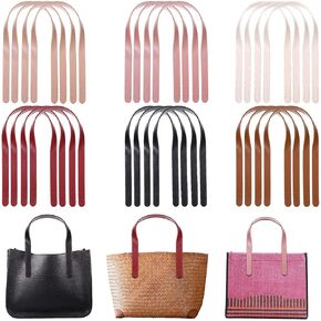 24 Pcs 6 Colors 25.4" Leather Purse Straps, Short Bag Handles Purse Bag Strap with Ear Shape End Holes Bag Making Supplies for DIY Crocheted Bags Purse Wallet Tote Bag Making Repairing