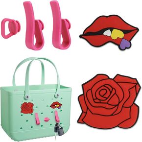 Decoration for Bogg Bag Accessories, 2PCS Bogg Bag Charms with 3PCS Key Holder for Beach Accessories