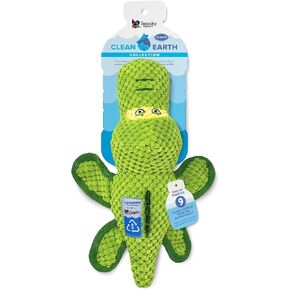 Spunky pup Clean Earth Plush Dog Toy with Squeaker - Recycled, Eco-Friendly, Floats for Beach, Lake, Pool - Gator
