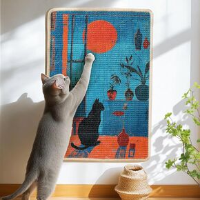 3-in-1 Sisal Cat Scratcher Mat 23.6x15.7 – Durable Scratch Rug for Floor & Wall with Sticker Tape, Protects Couch, Carpet & Furniture, Anti-Slip, Pet-Safe for Indoor/Outdoor Cats, Golden Afterglow