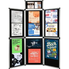 uyoyous 6+1 Panel Trade Show Presentation Board 70.8" x 70.8" SIX Fold Poster Board Folding Panel Display Large Single Sided Tabletop Display for Event, School Project, Science Fair, Black