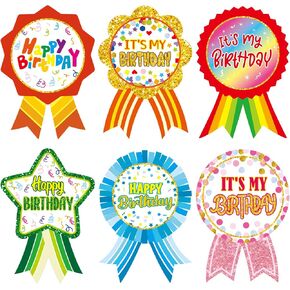 Happy Birthday Badge Stickers for Kids Glitter Birthday Sticker Sheets Classroom Home Supplies Party Favors Envelopes Bags Labels
