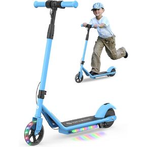 isinwheel S2 Electric Scooter for Kids Ages 6-12,150W Kids Electric Scooter with Adjustable Speed and Height, Colorful Lights, Double Brake