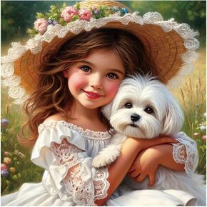 Kulvci Dog Diamond Painting Kits for Adults, Diamond Art Kits for Beginners, DIY 5D Diamond Painting with Round Gem Art Kits for Gift Home Wall Decor 12x12inch