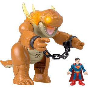 Therexxt Fisher-Price Superman Toy مع الأضواء والأصوات والحركة وشخصية الحركة 3 بوصة ، وحش 10 بوصة مع سلاسل