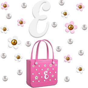 AIERSA Charms for Bogg Bag,Letter Pearl Charms for Beach Bag