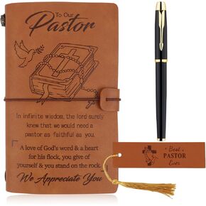 Duduboy Pastor Appreciation Gifts, Pastor Gifts for Men, Refillable Pastor Leather Journal-140 Pages, Unique Pastor Gifts, Thank You Gifts for Pastor, Gifts for Pastors Birthday Retirement Ordination