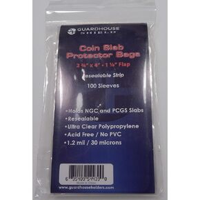 Graded Coin Slab Protector Bags - Measures 2.75" x 3.75" + Resealable Flap - Pack of 100