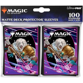 Ultra PRO - Foundations Ajani 100ct Deck Protector Sleeves Light - Friendly Card Sleeves & Top Loaders for Cards - Perfect Deck Sleeves for Magic: The Gathering & More