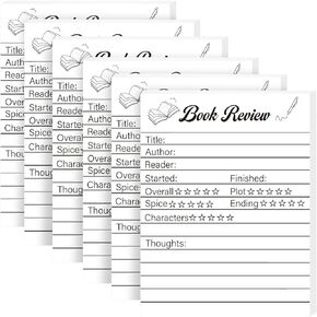 24 Pack Book Review Sticky Notes 3" x 4" Self-Stick Note Pads Small Notepads Reading Journals Tracking Notepad for Book Lovers Readers Bookish Lovers Club Gifts