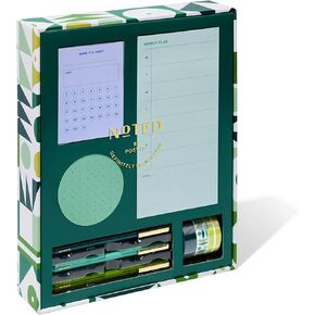 Noted by Post-it Printed Notes Gift Box, 5 Piece Set, Cool Colors, Includes Round Sticky Notes, Habit Tracker Sticky Notes, Weekly Sticky Notes, 3-Pack Pens, 3-Pack Washi Tape (NTD-Box-LGR)