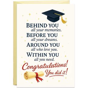LoLoud Graduation Card for Him Her, Cute Graduation Gift for High School College Graduates, Congrats Grad Card 2025 with Envelope, 6.7 x 4.7 inches, Premium 300gsm Paper, Blank Inside