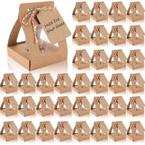 WANGDEFA 50 Pack Shot Glass Box Shot Glass Favor Bags for Wedding Bachelorette Bridal Shower Can Hold 2oz Shot Glass (Shot Glass Not Included) (50)