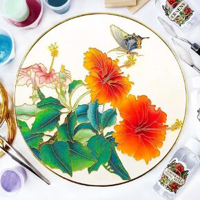 ERSENNQW Tiger in The Flower Cloisonne Painting DIY Craft Kit of Adult Unique Gifts for Artists and Cloisonne Art Beginners Diameter 11.8 in