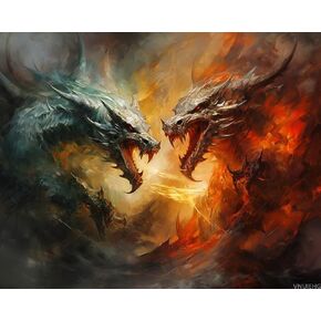 VNUIEHG Oil Painting Paint by Number Kits, Animal Dragon, Canvas Painting Gift Kit Acrylic Paint by Numbers Painting, Christmas, Birthday Gift, 40x50cm