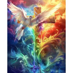 ZUVRDIAI Paint by Numbers for Adults Cross, DIY Oil Painting Christ Acrylic Paint by Number Kits Adults Beginner for Home Wall Decor 16x20 Inch