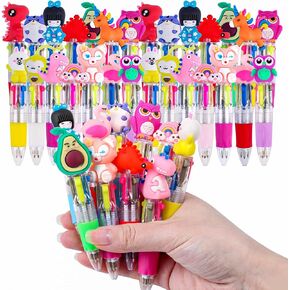 DIYASY 30 Pcs Mini Multicolor Ballpoint Pens, 4-in-1 Multicolored Retractable Pen Bulk Cute Animals Pens for School Students Kids Birthday Office Classroom Prize Supplies Party Favors 15 Styles