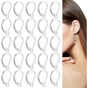 25Pcs Stainless Steel Lever Back Earring Hooks, No Allergy French Ear Wire Earring Clasps for Making Dangles, Silver Earrings Supplies for Jewelry Making DIY Crafts
