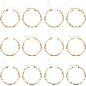 UNICRAFTALE 12 Pairs Stainless Steel Huggie Hoop Earrings Golden Cartilage Ear Cuff Tiny Earring Mini Earrings Hugging Hoop Earring Sleeper Earwires Components for DIY Jewelry Making