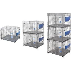 Stackable Rabbit Bunny Guinea Pig Breeding Cage with Feeder Water Bottle, Easy-Clean 24" L x 24" W x 16" H