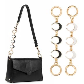 2PCS Purse Strap Extender Replacement Compatible with Coach Bags, Purse Chain for Crossbody, Women Handbags and Various Styles Bags (Black & White)