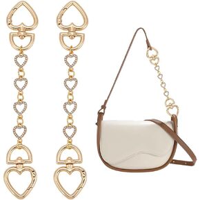 UNICRAFTALE 2Pcs 6.69 inch Purse Extender Chains Golden Chain Purse Strap Extension Replacement for Handbags Heart Crystal Rhinestone Purse Chains for Purse Bag Making Supplies Accessories