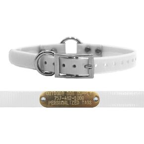 3/4" Solid Premium Glow Tuff Center Ring Dog Collar with 3/4" Tag (Orange 18" Long)